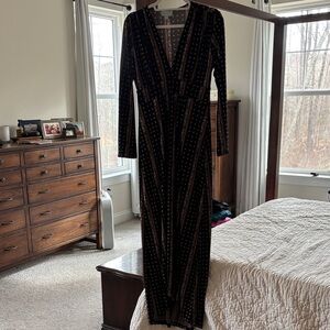 Veronica M Black and Brown Long Sleeve Dress